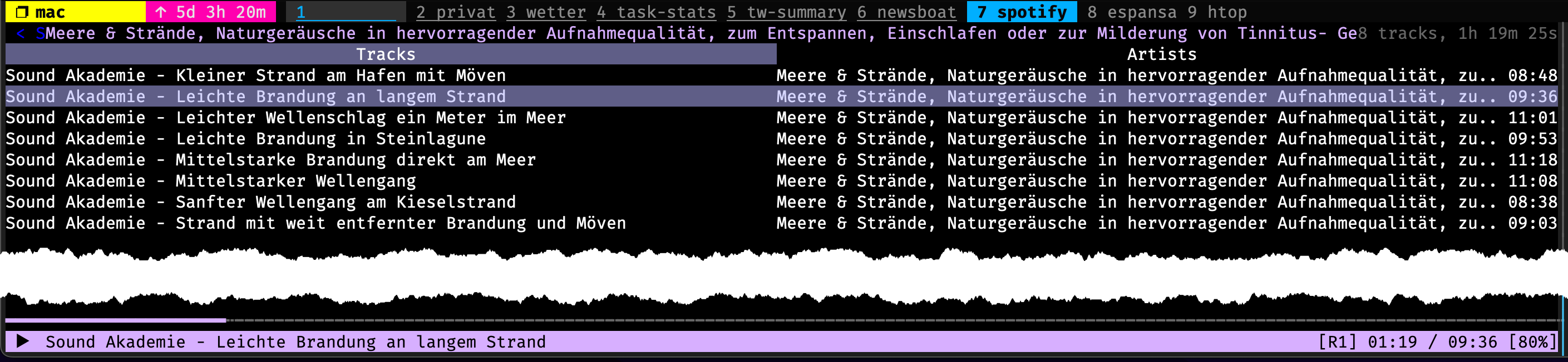 ncspot Meeresrauschen